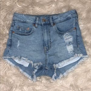 Light Wash Blue Jean Shorts Frayed